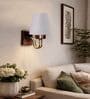 Stylish Grey Conical Fabric Wall Lamp with Wood & Metal