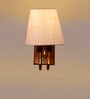 Indoor Conical White Jute Shade Wall Lamp with Wood & Metal