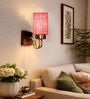 Pink Jute Handcrafted wall lamp with wood & metal frame Great