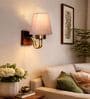 Stylish Grey Conical Fabric Wall Lamp with Wood & Metal