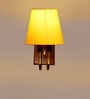 Premium Yellow Conical Fabric Shade Wall Light Wood & Metal