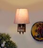 Stylish Grey Conical Fabric Wall Lamp with Wood & Metal