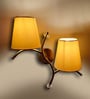 Dual wall mounted gold lamp with Yellow Cotton Shade
