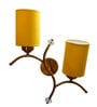 Dual wall mounted gold lamp with Yellow Cotton Shade