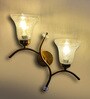 Dual wall mounted gold lamp with Clear Crinkle Glass