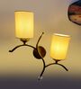 Dual wall mounted gold lamp with off-white Cotton Shade