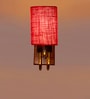 Maroon Jute Designer wood & metal wall lamp Ideal