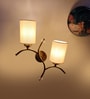 Dual wall mounted gold lamp with off-white Cotton Shade