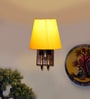 Premium Yellow Conical Fabric Shade Wall Light Wood & Metal
