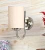 Off White Cotton Wall Mounted Lamp with Steel Base