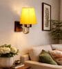 Premium Yellow Conical Fabric Shade Wall Light Wood & Metal