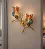 Dual wall mounted gold lamp with Multicolor Mosaic Glass