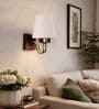 Indoor Conical White Jute Shade Wall Lamp with Wood & Metal