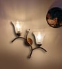 Dual wall mounted gold lamp with Clear Crinkle Glass