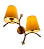 Dual wall mounted gold lamp with Yellow Cotton Shade