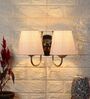 Dual White Jute Wall Mounted Lamp Steel Base