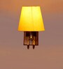 Premium Yellow Conical Fabric Shade Wall Light Wood & Metal