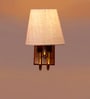 Indoor Conical White Jute Shade Wall Lamp with Wood & Metal