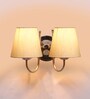 Dual Off White Cotton Wall Mounted Lamp with Steel Base