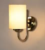 Off White Cotton Wall Mounted Lamp with Steel Base