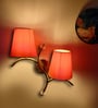 Dual wall mounted gold lamp with Orange Cotton Shade