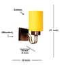 Yellow Cotton Elegant wall lamp with wood & metal base and fabric shade. Perfect