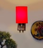 Red Cotton Modern wall lamp with wood & metal frame and fabric shade. Great