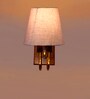 Stylish Grey Conical Fabric Wall Lamp with Wood & Metal