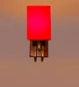 Red Cotton Modern wall lamp with wood & metal frame and fabric shade. Great