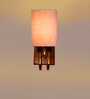 Grey Cotton Premium wall lamp with wood & metal frame and fabric shade. Ideal