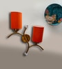 Dual wall mounted gold lamp with Orange Cotton Shade