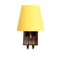 Premium Yellow Conical Fabric Shade Wall Light Wood & Metal