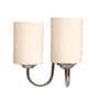 Dual Off White Cotton Wall Mounted Lamp with Steel Base