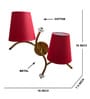 Dual wall mounted gold lamp with Red Cotton Shade