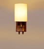 Off-white Cotton Handcrafted wood & metal wall lamp with fabric shade. Perfect