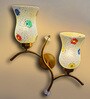Dual wall mounted gold lamp with Multicolor Mosaic Glass