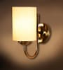 Off White Cotton Wall Mounted Lamp with Steel Base