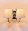 Dual White Jute Wall Mounted Lamp Steel Base