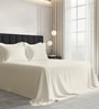 New Ivory Solid 1000 TC Cotton Super King Sized Bedsheet with 4 Pillow Covers