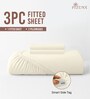 New ivory Solid 400 TC Cotton Queen Sized Fitted sheet with 2 Pillow Covers