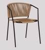 Outdoor Metal Patio Chair in Beige & Brown Finish