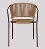 Outdoor Metal Patio Chair in Beige & Brown Finish