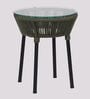 Outdoor Rope Table and Chair Set in Green & Black Finish with 2 Chairs
