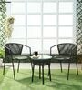 Outdoor Rope Table and Chair Set in Green & Black Finish with 2 Chairs