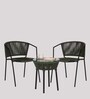 Outdoor Rope Table and Chair Set in Green & Black Finish with 2 Chairs