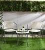 Outdoor Wicker Table and Chair Set in White & Grey Finish