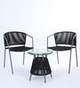 New Steel & Braided Rope Table And Chair Sets In Black Grey Finish