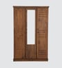 New York American 3 Door Wardrobe With Mirror & Drawer In Brown Finish