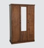 New York American 3 Door Wardrobe With Mirror & Drawer In Brown Finish
