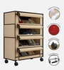 Nexa 4 Tier Shoe Rack With Wheels In Beige Finish